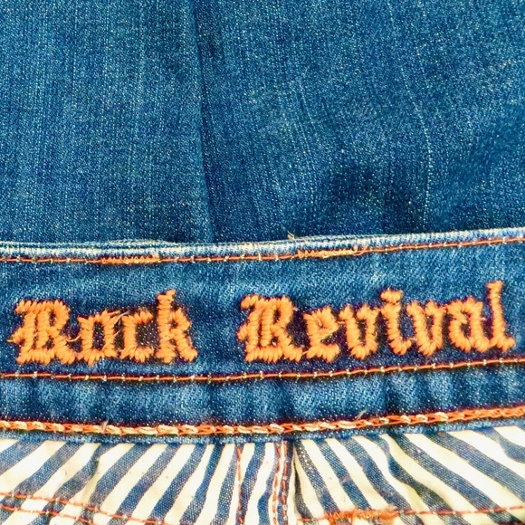 NEW! Rock Revival Gwen Easy Bootcut Denim Jeans Distressed Blue SZ 27 - Picture 9 of 13